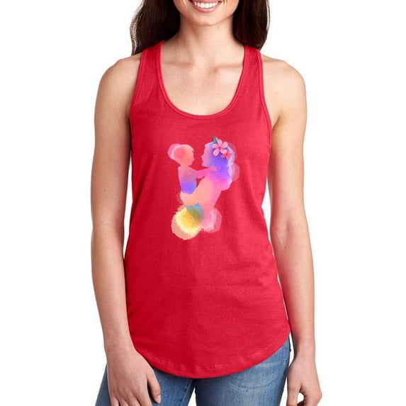 Mom Child Watercolor Art Racerback Tank Women -Image by Shutterstock, Female x-Large