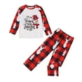 thumbnail image 1 of （Mom）Christmas Family Pajamas Matching Set, Snowman Letters Print T-shirt with Plaid Pants Sleepwear Loungewear, 1 of 6