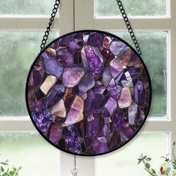 Mom Christmas Gift - Amethyst Christmas Stained Glass Hanging Ornament - Snowflake-Inspired Holiday Tree Decoration, Gift for Family & Friends, 2025 Edition