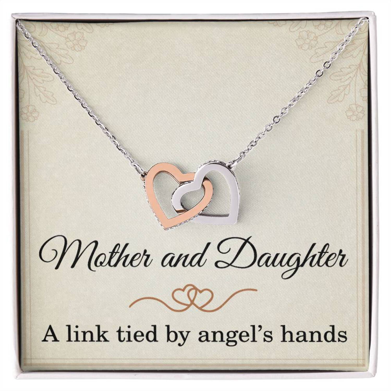 Mom Christmas Gift from Daughter Mother Daughter Necklace Mothers Day Gift from Daughter A Link Tied By Angel's Hands Mom Interlocking Hearts Necklace