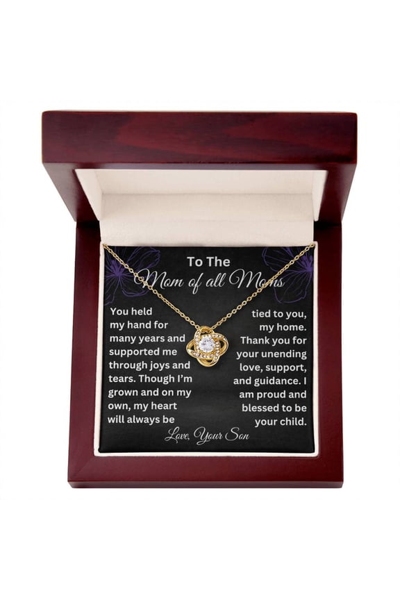 Mom Christmas Gifts for Mom Valentine's Day Gift Mothers Day Gifts from Son Thank You for Your Unending Love Support and Guidance Mom Love Knot Necklace
