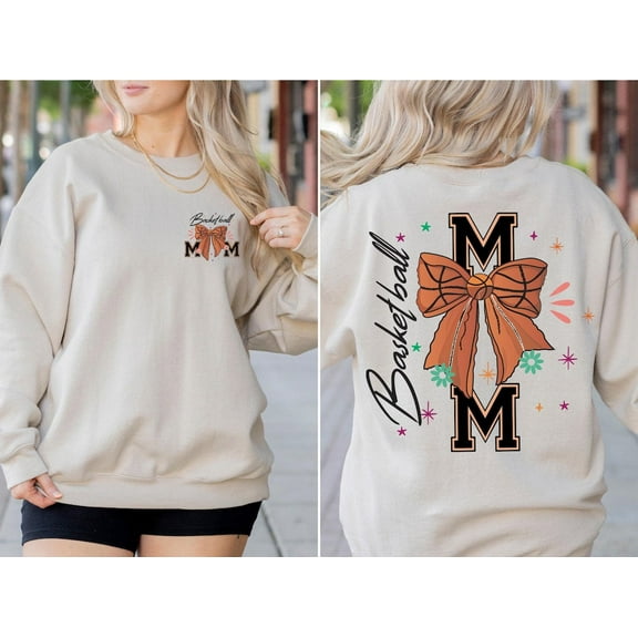 Mom Coquette Basketball Sweatshirt, Basketball Bow Hoodie, Basketball Mom Shirt, Game Day Shirt, Fall Basketball Gift TSHIRT All Size S-5XL