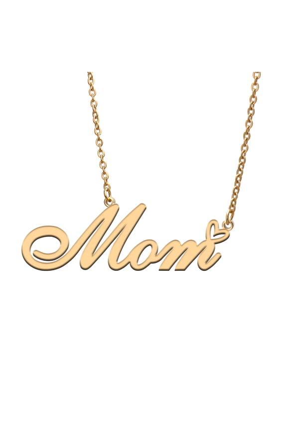 Mom Custom Name Necklace Customized Personalized Plated Name Necklace for Mother Daughter Friendship Women Valentine's Day Christmas Birthday New Year Gold
