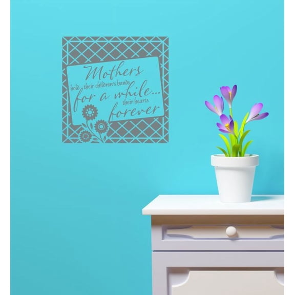 Mom Décor Quote Mothers Hold Children's Hearts Forever Vinyl Wall Decals Stickers Mother's Day Gift 12x12-Inch Storm Gray