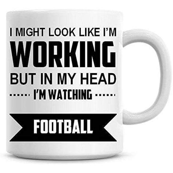 Mom and Dad Coffee Mug I Might Look Like I'm Working but In My Head I'm Watching Football Funny 11oz Coffee Mug Personalized Coffee Mug Funny Humor Coffee Mug