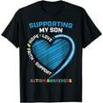 thumbnail image 1 of Mom Dad Heart Support I Wear Blue For Son Autism Awareness T-Shirt, 1 of 4