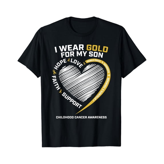 Dada T Mom Dad I Wear Gold For My Son Childhood Cancer Awareness T-Shirt ...