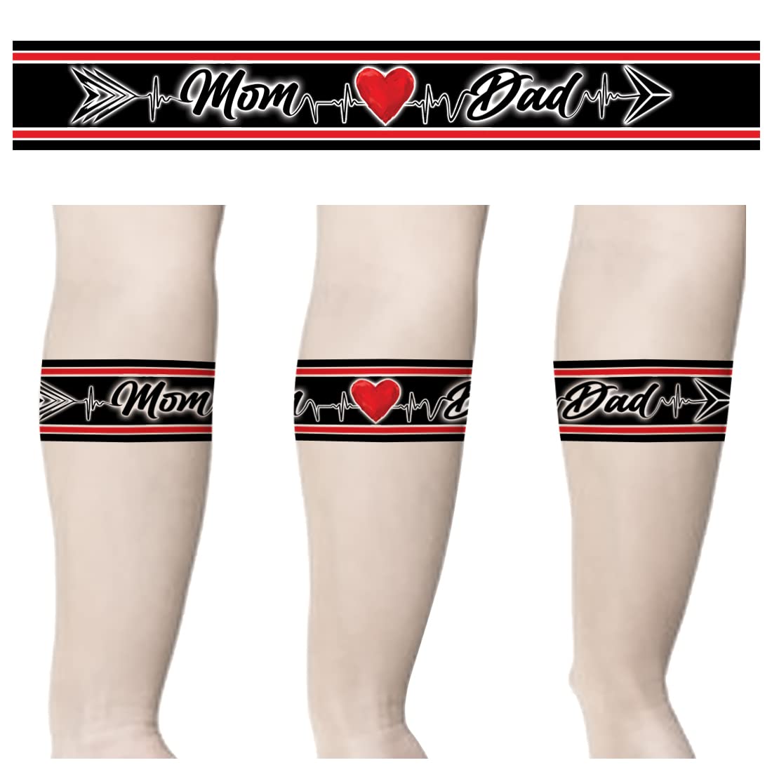 Mom Dad Red Heartbeat Arrow Hand Band Waterproof Temporary Tattoo For ...