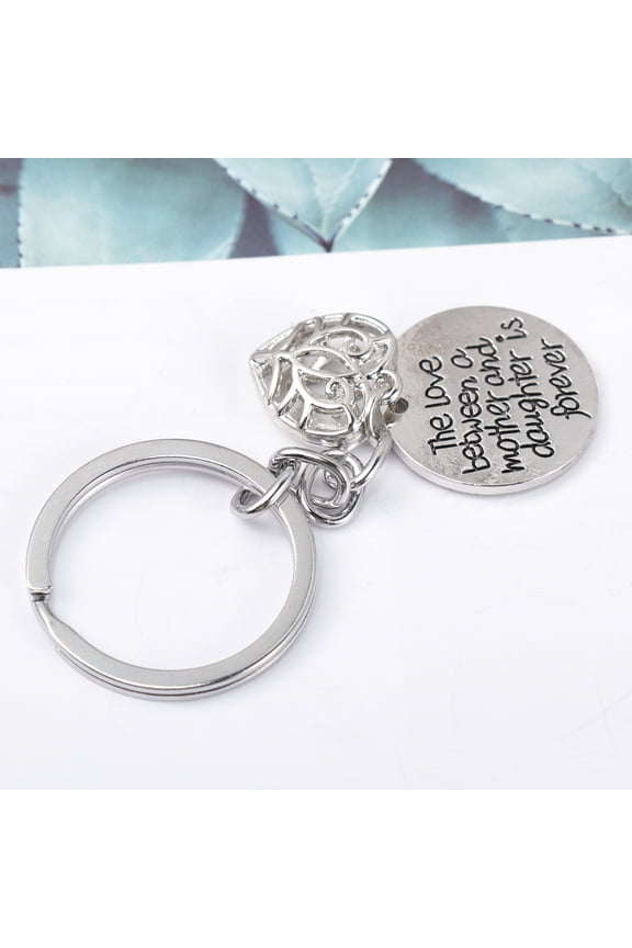 Toyandona Key Chain Mother Silver Heart Pendant For Birthday 1Pcs 2.95*1.2*0.16In