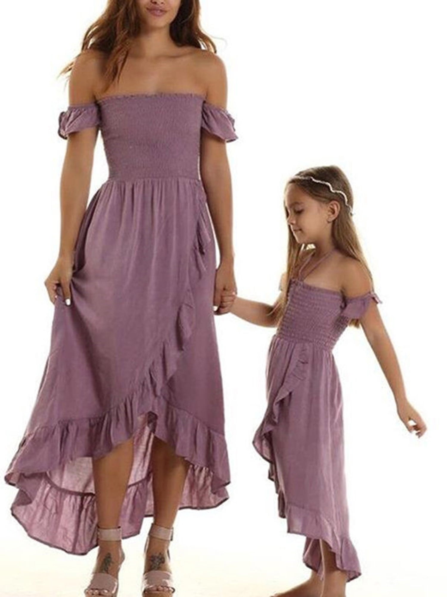 Family Matching Fashion V-Neck Mom And Daughter Dresses main image 1