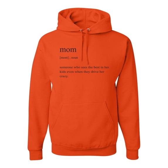 Mom Definition Funny Mother's Day Wife Girlfriend Gift | Mens Pop Culture Hooded Sweatshirt Graphic Hoodie, Orange, Large