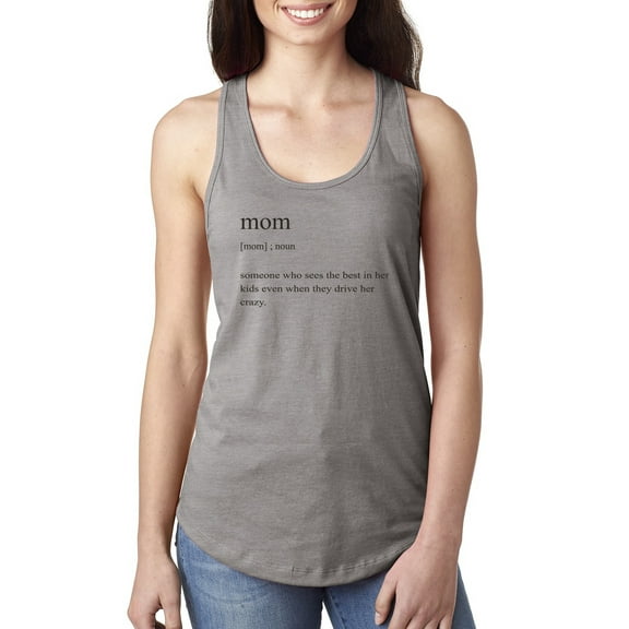 Mom Definition Funny Mother's Day Wife Girlfriend Gift | Womens Pop Culture Jersey Racerback Tank Top, Heather Grey, Small