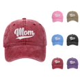thumbnail image 1 of Mom Distressed Baseball Cap Adjustable Size Embroidered Soft Top Baseball Hat for Women, 1 of 3