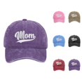 thumbnail image 1 of Mom Distressed Baseball Cap Adjustable Size Embroidered Soft Top Baseball Hat for Women, 1 of 3