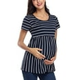 thumbnail image 1 of Mom Dress for Women Maternity Short Sleeve,Fashion Print Tops Pregnancy Blue L Xhshgfbi, 1 of 9