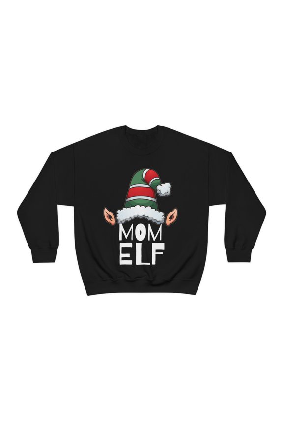 Mom Elf Unisex Sweatshirt, S-2XL Christmas Holidays Xmas Elves Mother