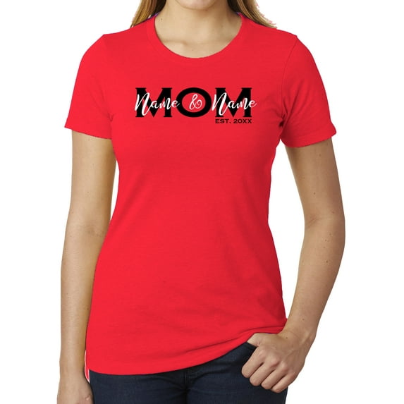 Mom Established with custom date, Custom Woman's T-shirts, Cute Mom Shirts - Heather Red MH200WMOM S23 L