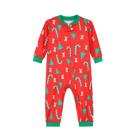 (Mom)Family Matching Christmas Pajamas Set LetterChristmasTreeCrutches Print Holiday Pajamas Sleepwear Dad Mom Kids PJs