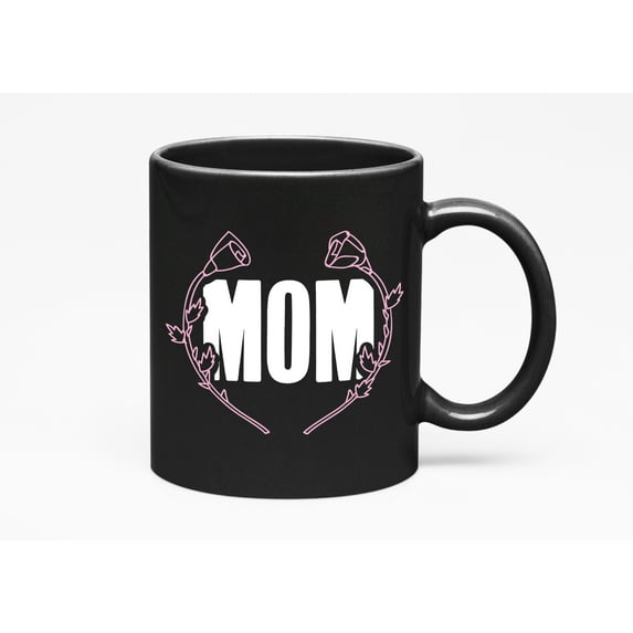 Mom Flower Design, Black 11oz Ceramic Mug