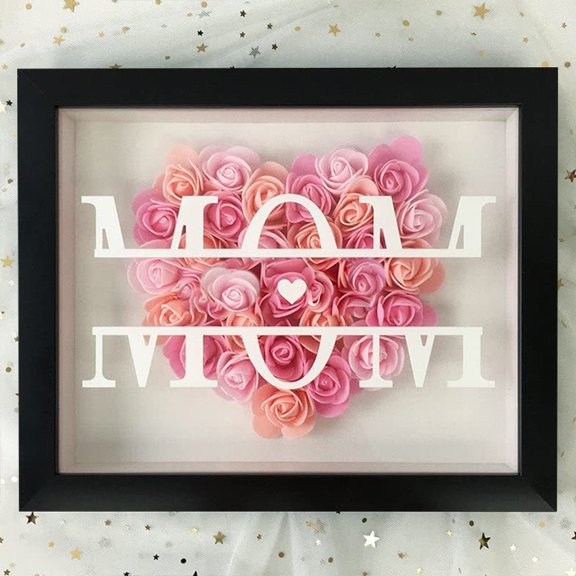 Mom Flower Shadow Box 8 Inch, Preserved Rose Picture Frame, Mother's Day Birthday Gift for Mom Wife Keepsake