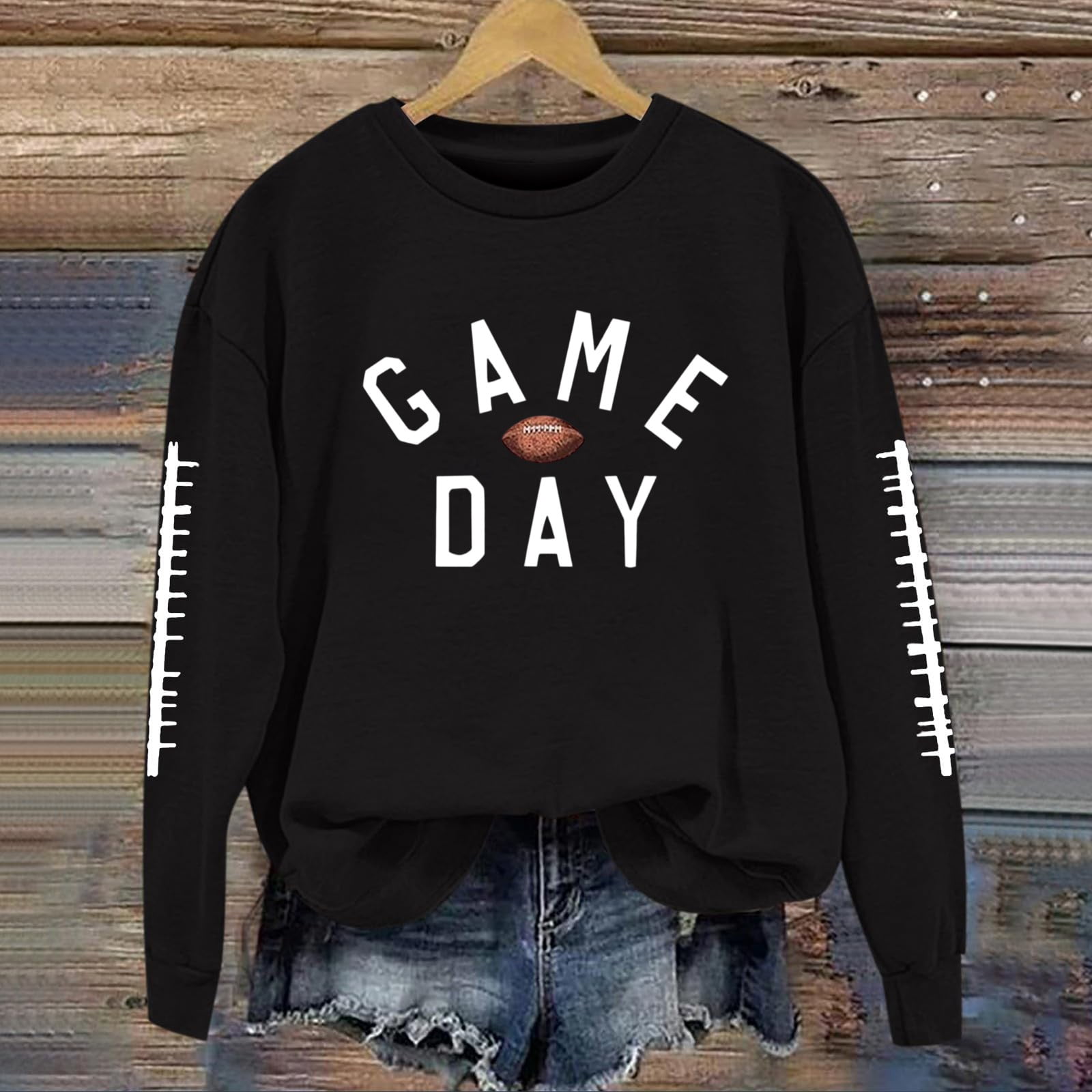 BEIDEFY Game Day Sweatshirt For Women - Oversized Football Crewneck, Long Sleeve, Football Mom Pullover - View #3