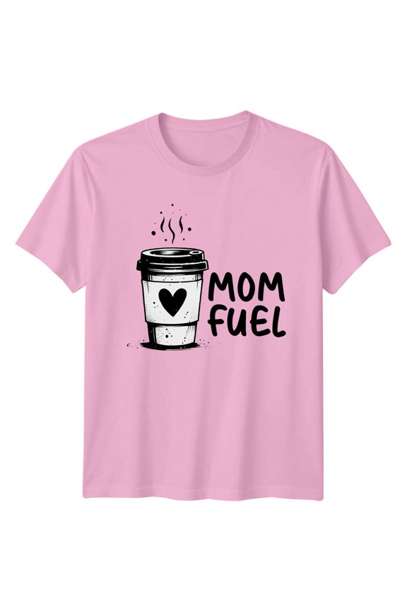 Mom Fuel Coffee Heart Graphic Mom T-Shirt All Size S-5XL