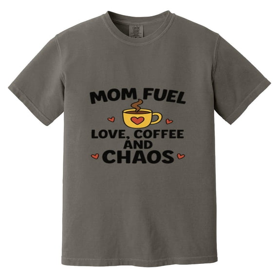 Mom Fuel Love Coffee Chaos Funny Mom Life Vintage Style Design Caffeine Comfort Color T-Shirt, Unisex, up to size 4XL