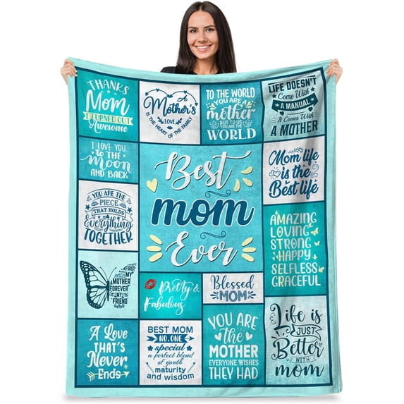 Mom Gift, Best Mom Gifts Throw Blanket 60" X 50", Best Mom Ever Gifts, Good Gift for Mom from Daughter Son, Gifts for Mom Birthday Christmas Mother''s Day Valentines