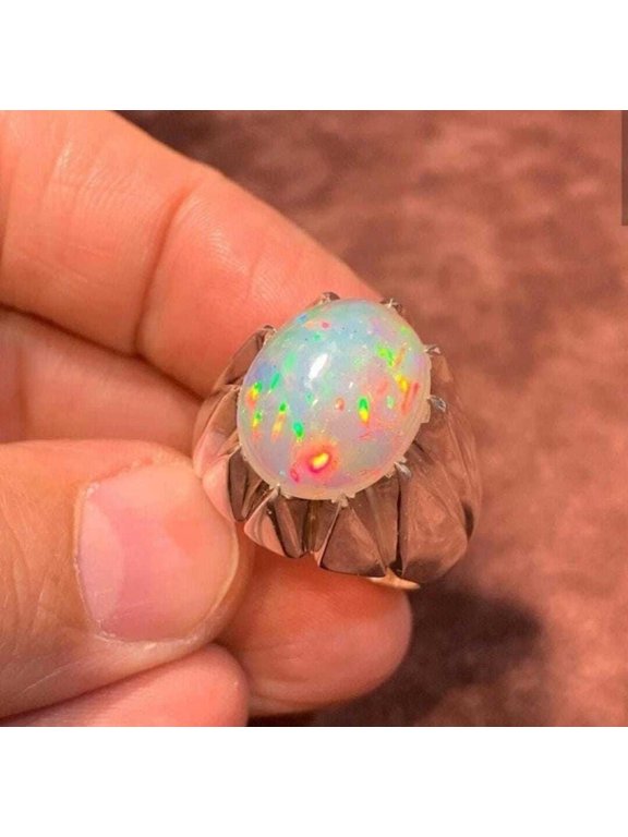 Mom Gift Fire Opal Ring for Men, 925 Sterling Silver, AAA Quality Opal Gemstone Ring, Handmade Fire Opal Ring, Personalized Wedding Men Gift