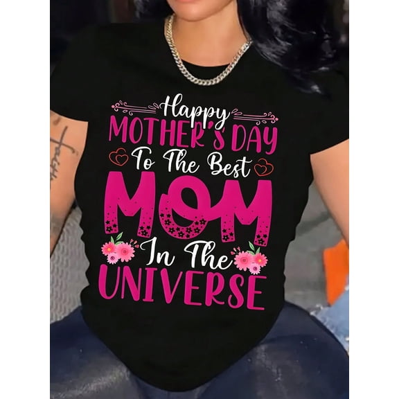 Mom Gift Floral Heart Valentine's Day Graphic Women Short Sleeve Tee