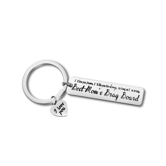 Mom Gift Keychain from Daughter Son I'll Love You Forever Keyring Birthday Mother’s Day Gift for Mom Mother in Law Stepmom Wedding Jewelry from Bride Groom Best Mom Appreciation Gifts Valentines Day