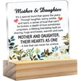 thumbnail image 1 of Mom Gift Mother and Daughter Quote Clear Desk Decorative Sign Keepsake Present Floral Mom & Daughter Acrylic Sign With Wooden Stand Desk Decor for Home Office 4x4 Inch, 1 of 7