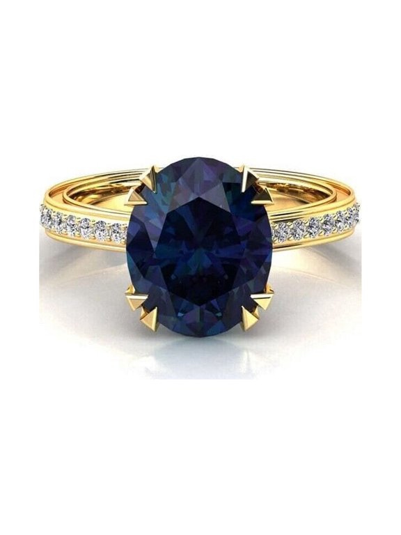 Mom Gift Ring Alexandrite Gemstone With Zircon Setting 14k Rose Gold Women Anniversary Wedding Valentine Gift Ring Mothers Day Gifts