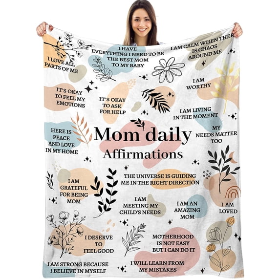 Mom Gifts-Birthday Gifts for Mom Daily Affirmations Blanket from Daughter Son Mama Mother Present Valentine’s Day Thanksgiving Christmas Day 50”x60”…