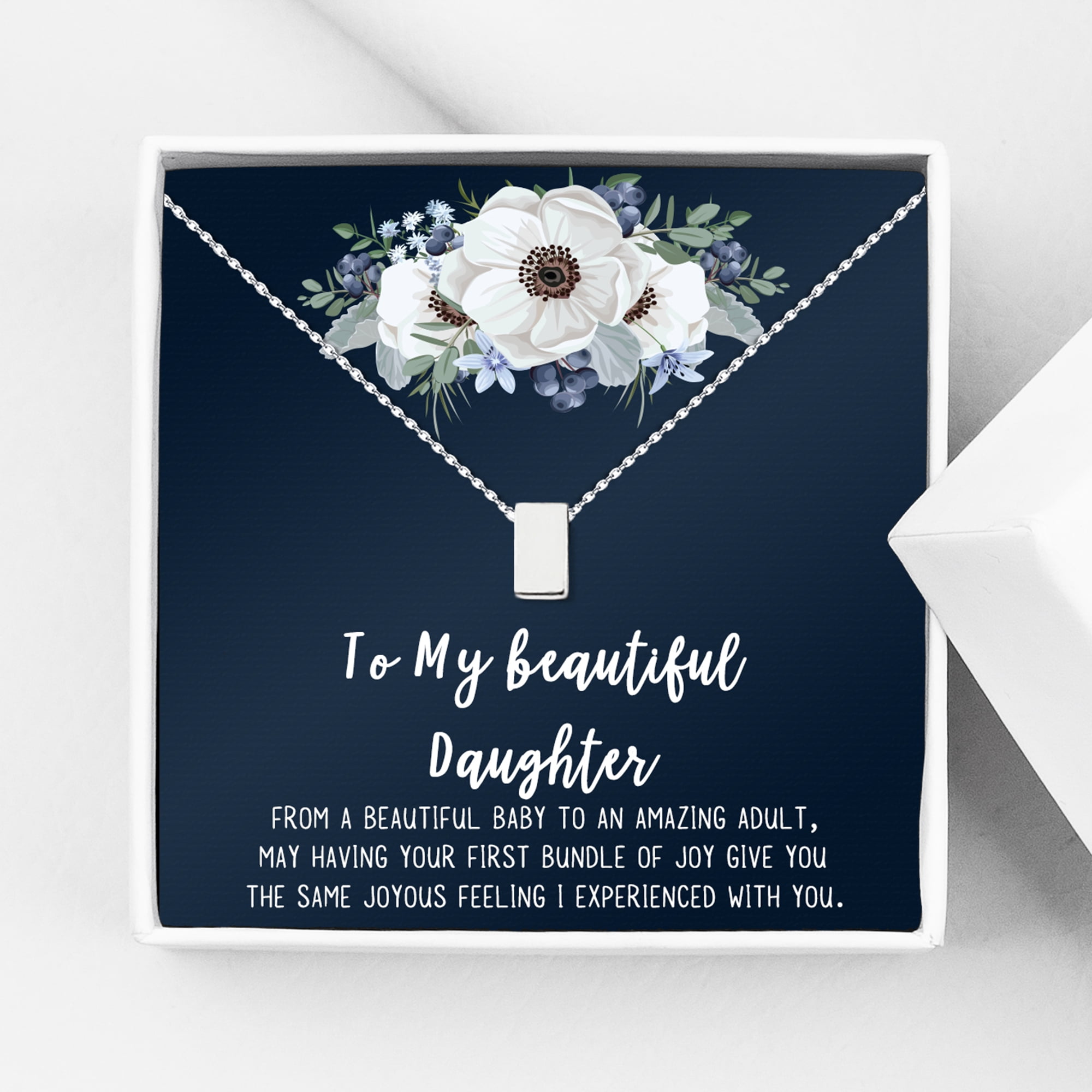Mom Gifts, Cube Necklace for Mother & Daughter, Necklaces for Women, Best Birthday Gift Ideas, Pendant Mother's Jewelry For Her, Mothers Day [Silver Cube, No-Personalized Card]