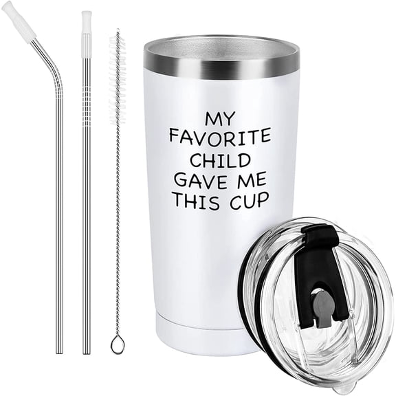 Mom Gifts, My Favorite Child Gave Me This Cup Travel Tumbler, Mother''s Day Birthday Gifts for Mom New Mom to be Women from Daughter Son Kids, Insulated Stainless Steel Tumbler (20 Oz, White)