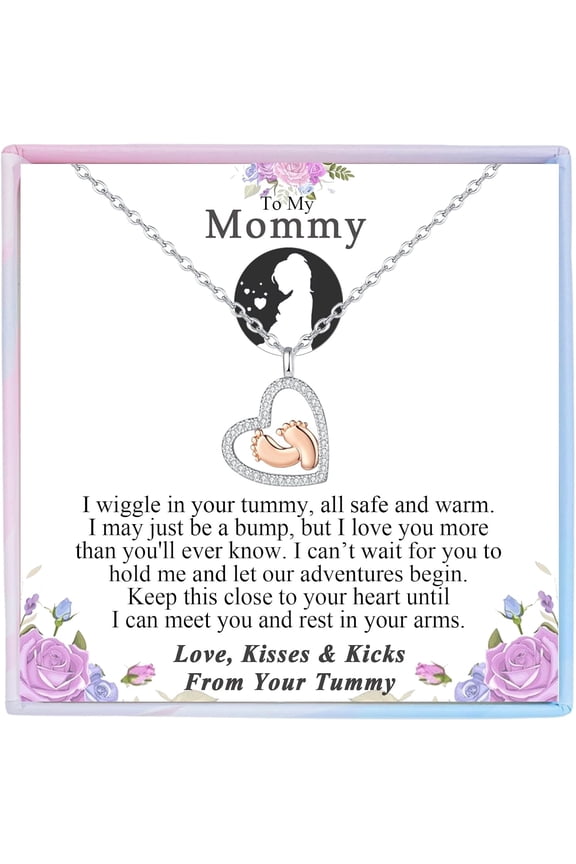 Mom to Be Gifts, First Time New Mom Gifts for Expecting Mommy Little Feet Charm Necklace for Women New Mother Mommy Maternity Presents Shower 1st Mothers Day