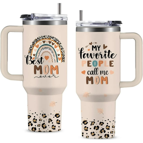 Mom Gifts, Mom 40 oz Tumbler with Handle and Lid, Birthday Gift for Mom, Funny Mother's Day Present from Daughter, Son, Mommy Gifts, New Mom Gift Idea