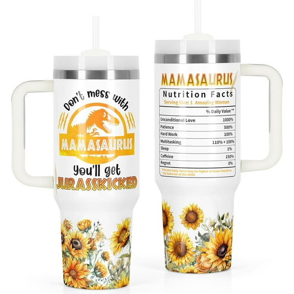 Mom Gifts, Mother''s Day Gift for Mom Mamam New Mom, Mama Gifts, Funny Don''t Mess With Mamasaurus 40 Oz Tumbler with Handle