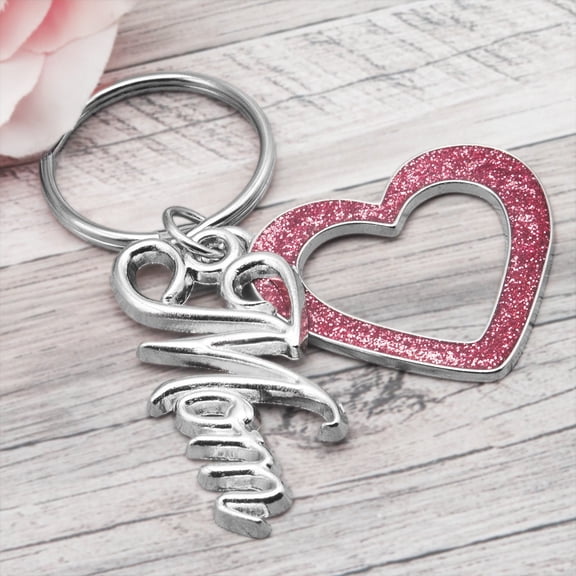 Mom Glitter Heart Key Ring Key Chain Handbag Charm