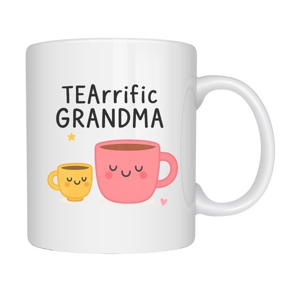 Mom Grandma Grandpa Cute Tea Pun Gift, 11oz Ceramic Coffee Cup, Sweet Birthday Mothers Day Fathers Day Present, Fun Family Appreciation Mug (Grandma)