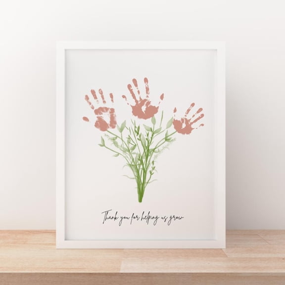 Mom Grandma Handprint Garden Keepsake Poster, Unframed Canvas 24x36in