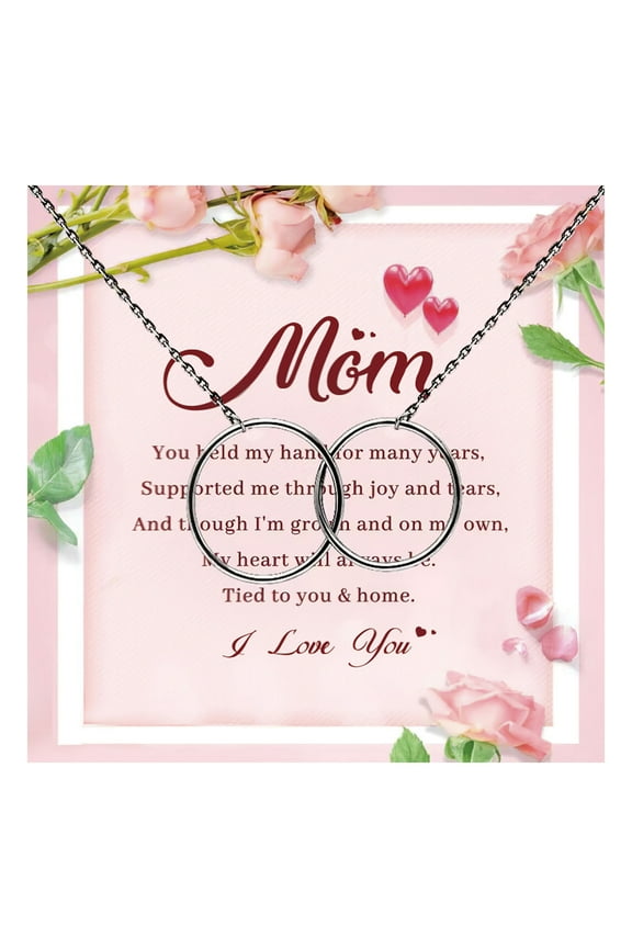 Mom Greeting Card Sterling Silver Linked Circles Necklace Women Ginger Lyne Collection - Mom-778