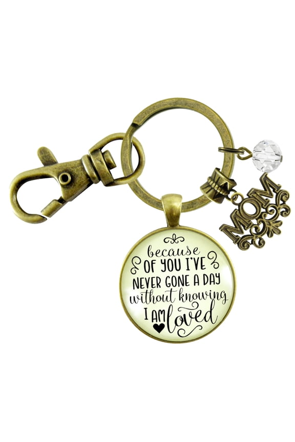 Mom Gutsy Goodness Bronze Keychain Because Of You Never Gone Without Love Gift From Blessed Daughter Jewel