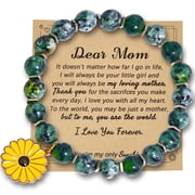 To My Mom Handmade African Turquoise Bracelet for Women,Mom Birthday Gift,Amethyst Healing Anxiety Bracelet,Relaxation Prayers Gifts for Women,Birthday Gifts for MomAfrican Turquoise + Sunflower