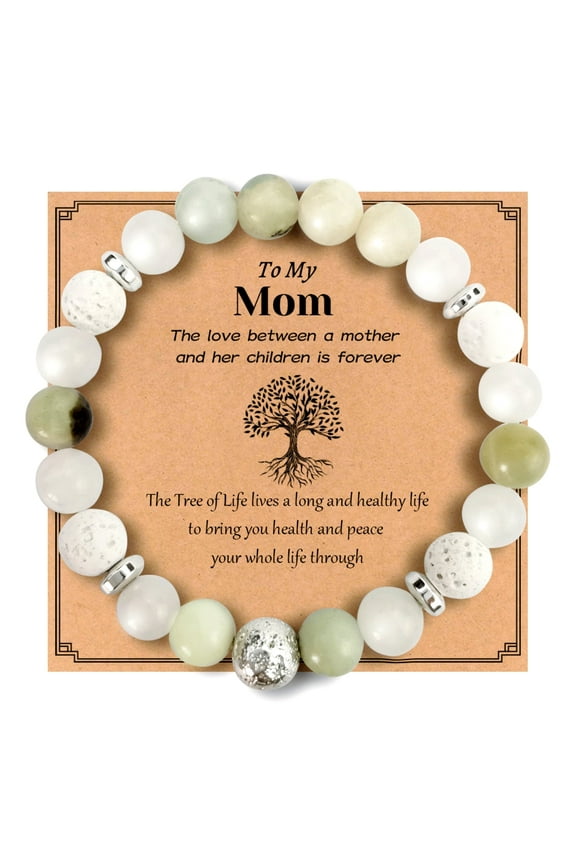 To My Mom Handmade Relaxation Anxiety Bracelet for Women,Mom Birthday Gift,Lava Rock Bracelet Essential Oil Bracelet,10mm Crystal Gift(Amazonite stones+Lava Rock)