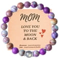 thumbnail image 1 of Layron Serenity Inspirational Breathe Yoga Jewelry Healing Anxiety Bracelet for Women, Purple Imperial Jasper Stones with Moonstone, 1 of 7