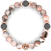 To My Mom Handmade Anxiety Bracelet for Women,Mothers Day Gifts,Lava Rock Bracelet Essential Oil Bracelet Beads,Birthday Gifts for Mom,Relaxation Healing Bracelet GiftPink Zebra Jasper+Lava Rock