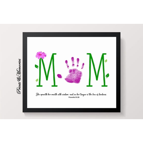 Mom Handprint Keepsake Art, Unframed Paper Poster 8x10in