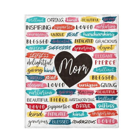 African American Expressions Warm Soft Throw Blankets, Mom Heart Blanket, Mom Blankets Gifts for Mothers Day, Birthday, Christmas - BLK-03